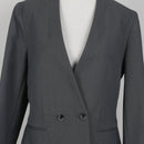 Grey Double-Breasted Single-Button Blazer | Size 34-4