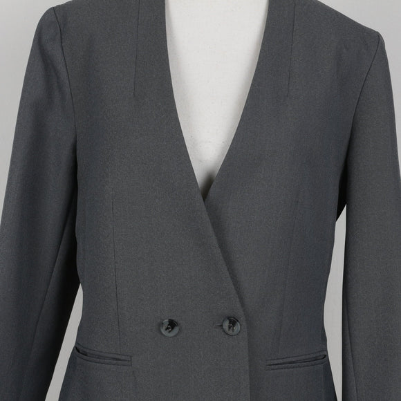 Grey Double-Breasted Single-Button Blazer | Size 34