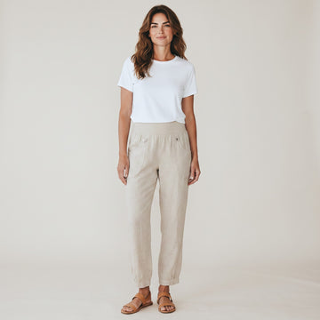 Cream 100% Linen Cuffed-Leg Pants | Sizes XS, S & XXL | Brand New