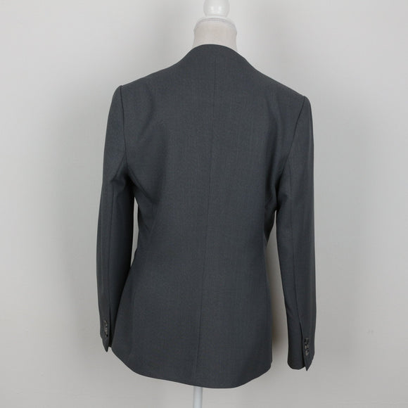 Grey Double-Breasted Single-Button Blazer | Size 34