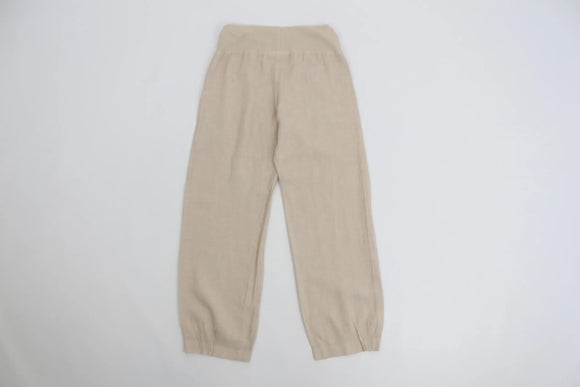 Cream cuffed leg 100% linen pants