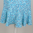 Blue Leaf Print Flare Skirt | Size 34-3
