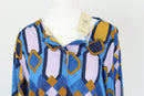 Long sleeve blue, pink and yellow blouse - XL-2