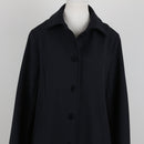 Navy Blue Soft-Touch Mid-Length Button Coat | Size 34-2