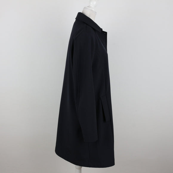 Navy Blue Soft-Touch Mid-Length Button Coat | Size 34
