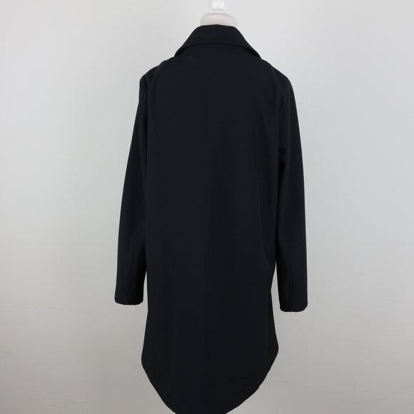 Navy Blue Soft-Touch Mid-Length Button Coat | Size 34
