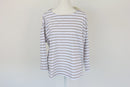 Beige stripe round neck long sleeve t-shirt - XL-1