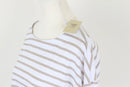 Beige stripe round neck long sleeve t-shirt - XL-2