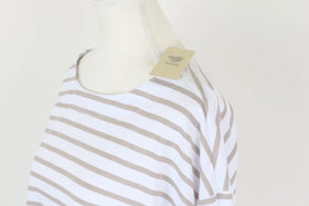 Beige stripe round neck long sleeve t-shirt - XL - 0