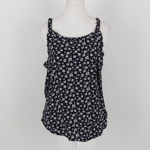 Navy Blue & White Strappy Blouse | Size S