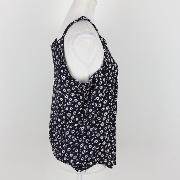 Navy Blue & White Strappy Blouse | Size S