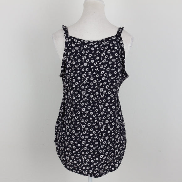 Navy Blue & White Strappy Blouse | Size S