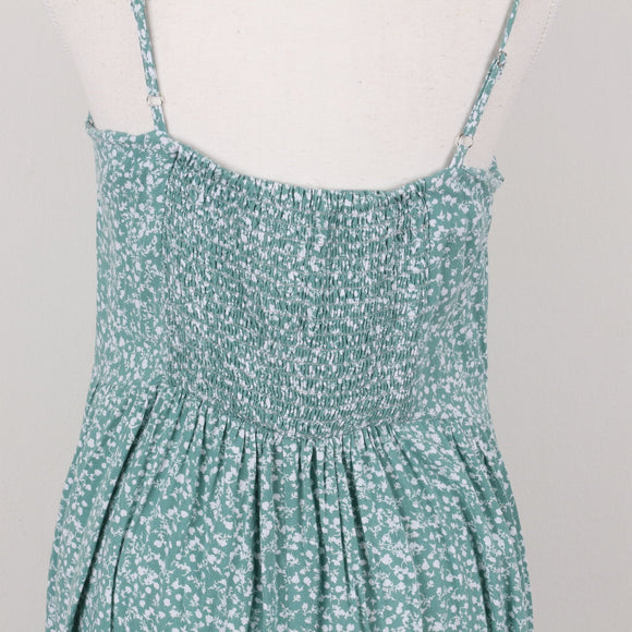 Green and white floral strappy midi dress - 10