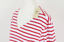 Red stripe v-neck t-shirt - L-2