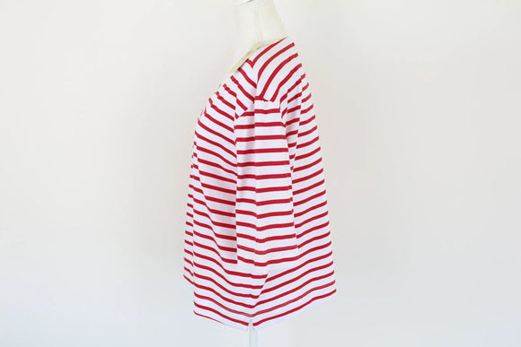 Red stripe v-neck t-shirt - L