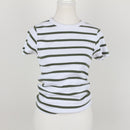 White & Green Ribbed Top | Size L-1