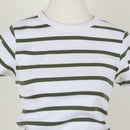 White & Green Ribbed Top | Size L-4