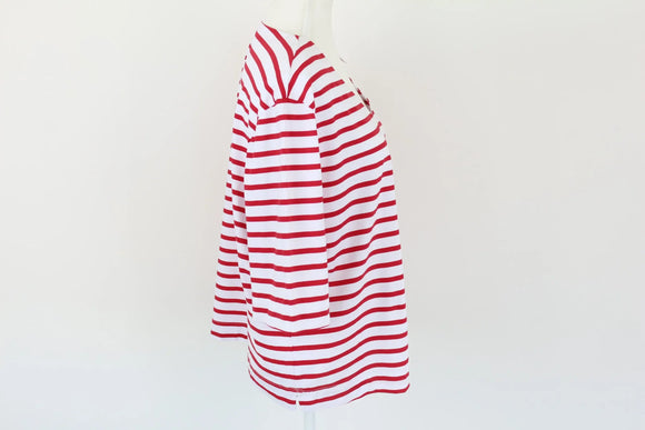 Red stripe v-neck t-shirt - L