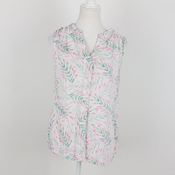 Old Khaki White Patterned Blouse | Size 8