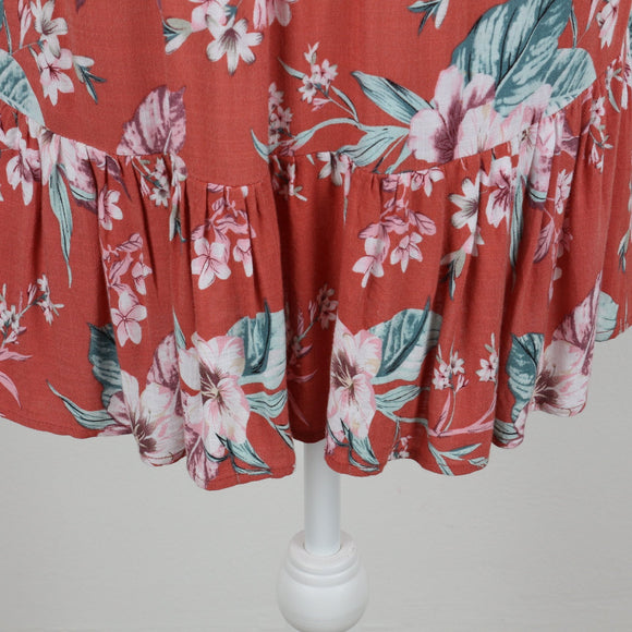 Orange Floral Skirt | Size S