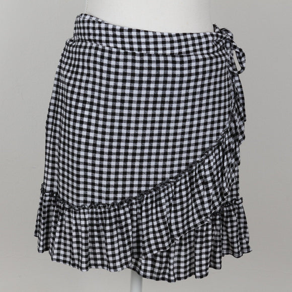 Cotton On Black Gingham Mini Skirt | Size L
