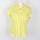 Marks & Spencer Yellow Linen Short Sleeve Fitted Shirt | Size 10-1