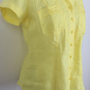 Marks & Spencer Yellow Linen Short Sleeve Fitted Shirt | Size 10-3