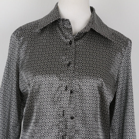 Monsi Woman Black & White Satin Blouse | Size 32
