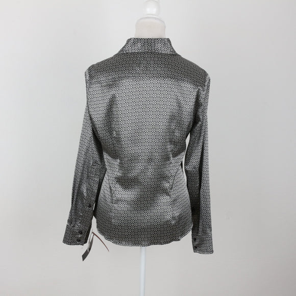 Monsi Woman Black & White Satin Blouse | Size 32
