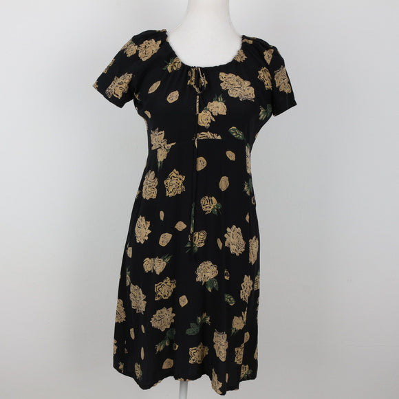 Black Floral Mini Dress | Size S