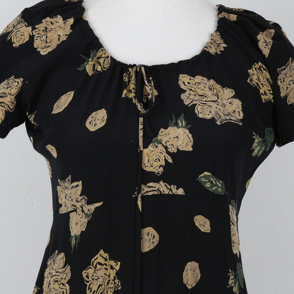 Black Floral Mini Dress | Size S