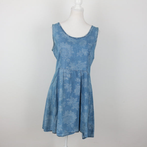 Rose Print Denim Dress | Size M