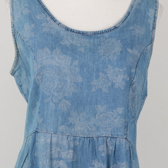Rose Print Denim Dress | Size M