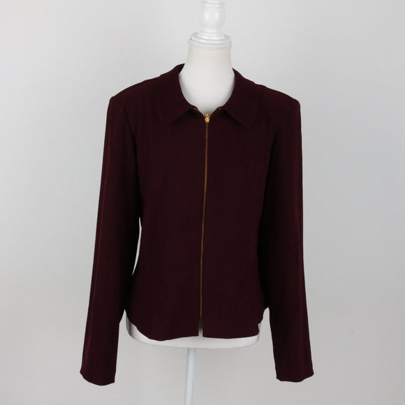 Vintage Maroon Zip-Up Jacket | Size M