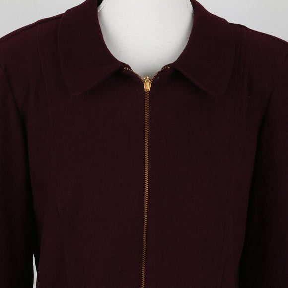 Vintage Maroon Zip-Up Jacket | Size M