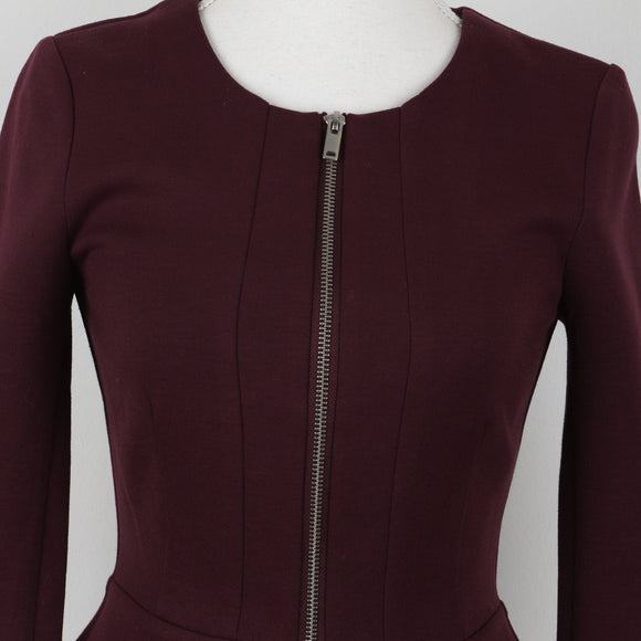 Maroon Poplin Zip-Up Jacket | Size 34