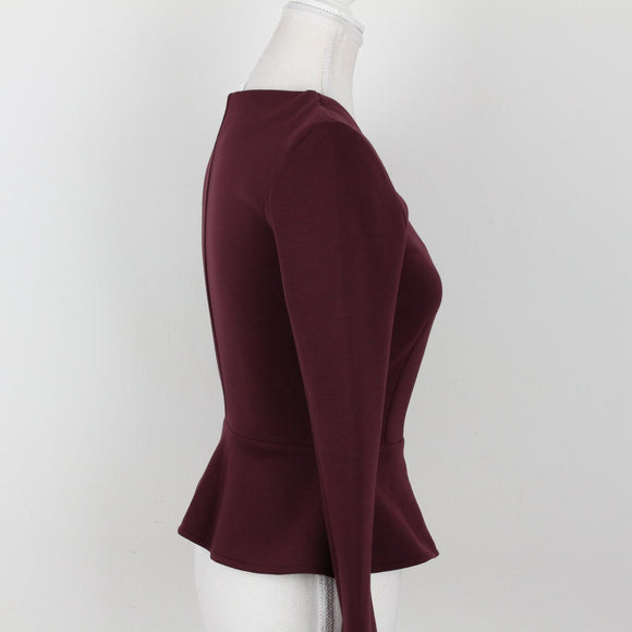 Maroon Poplin Zip-Up Jacket | Size 34