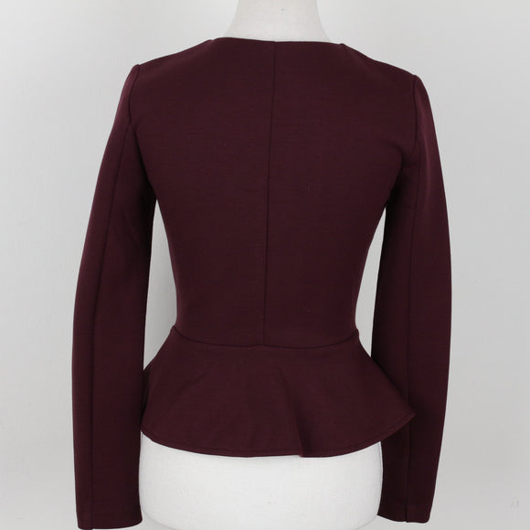 Maroon Poplin Zip-Up Jacket | Size 34