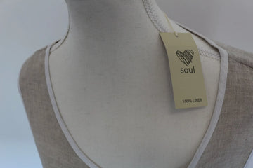 Beige & White 100% Linen Dress | Sizes XS & XL | Brand New - 0