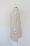 Beige and white 100% linen dress-3