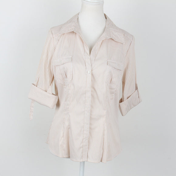 H&M 3/4 sleeve stripe fitted shirt - 10