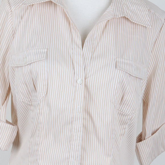 H&M 3/4 sleeve stripe fitted shirt - 10