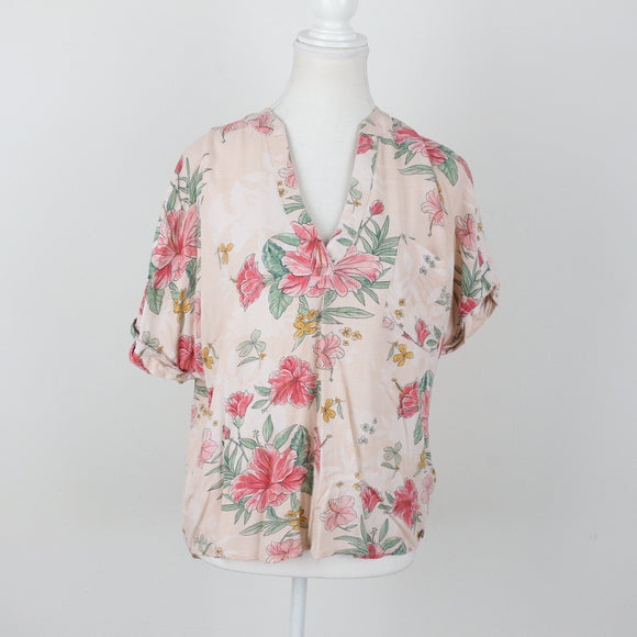Old Khaki pink floral blouse - 10