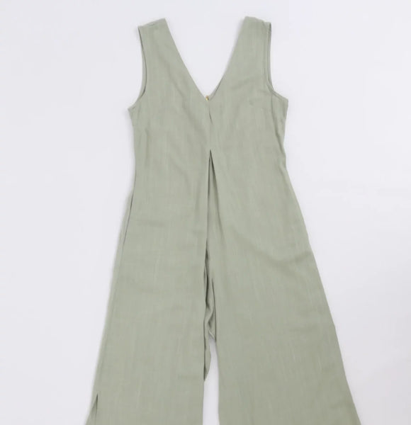 Sage green linen jumpsuit