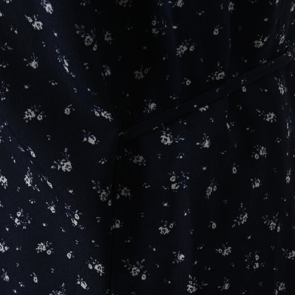 H&M Navy Blue Floral Wrap Dress | Size L – Secondhand