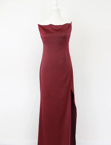Maroon Satin Open-Back Slip Dress | Sizes S & M | Brand New