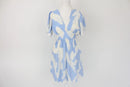 Blue and white open back mini dress-1
