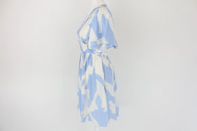 Blue and white open back mini dress - 0