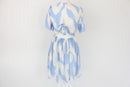 Blue and white open back mini dress-3
