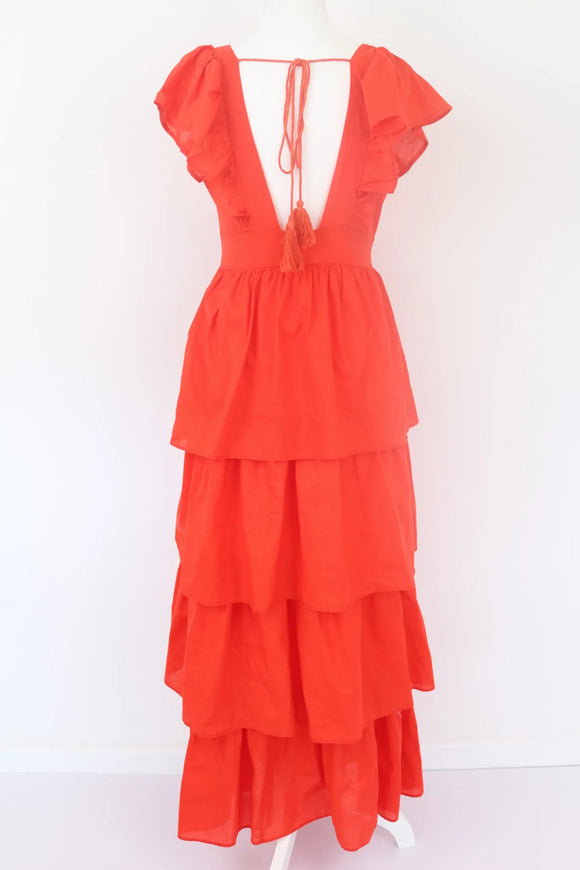 Orange tiered maxi dress